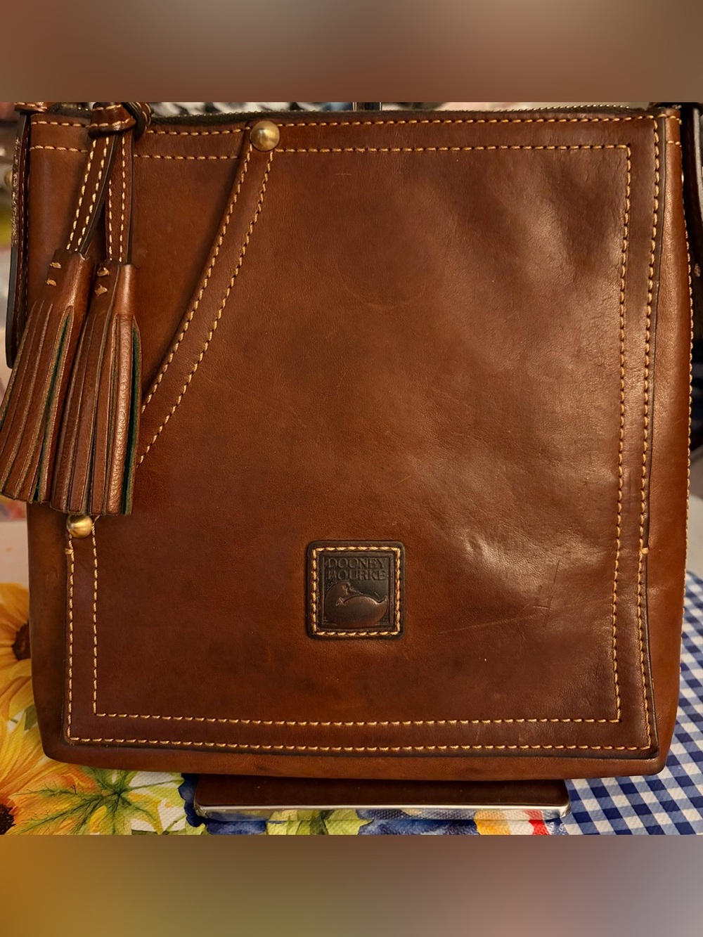 Dooney & Bourke Chestnut Messenger Letter Carrier Leather Crossbody Bag